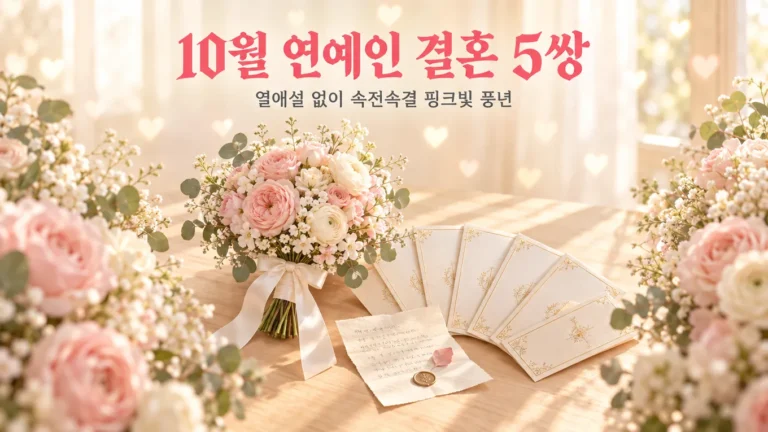 10월 연예인 결혼 5쌍 총정리, 김준식부터 이유진까지 열애설 없는 속전속결 핑크빛 풍년의 핵심 내용을 보여주는 가로형 대표 이미지