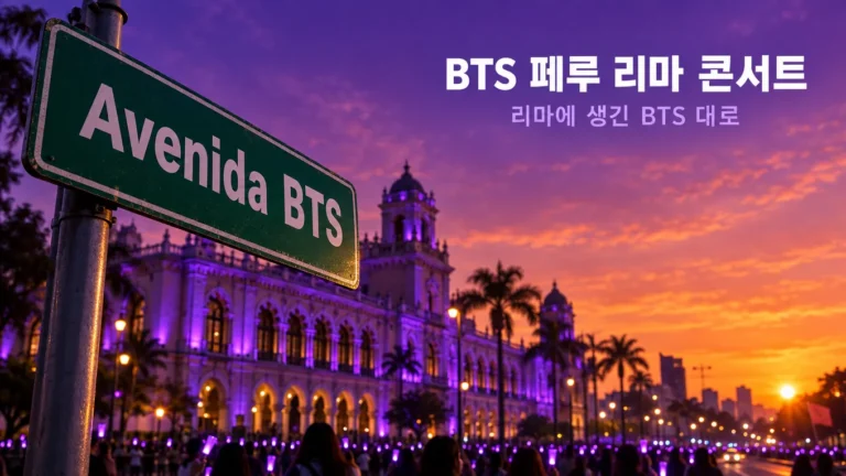 BTS 페루 리마 콘서트, 데뷔 13년 만의 첫 공연에 생긴 'BTS 대로'의 핵심 내용을 보여주는 가로형 대표 이미지