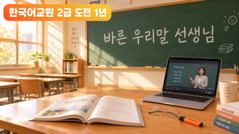 전현무 한국어교원 자격증 도전기, 인터넷 강의로 1년 만에 해낸 비결의 핵심 내용을 보여주는 가로형 대표 이미지