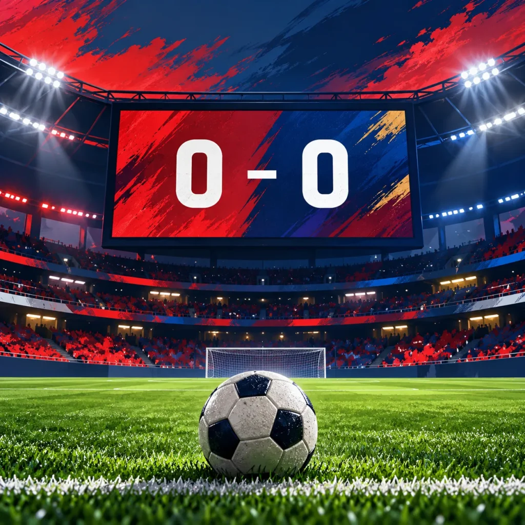 한국·베네수엘라 0-0 결과를 설명하는 축구장 일러스트. 실제 경기 사진이 아닙니다.