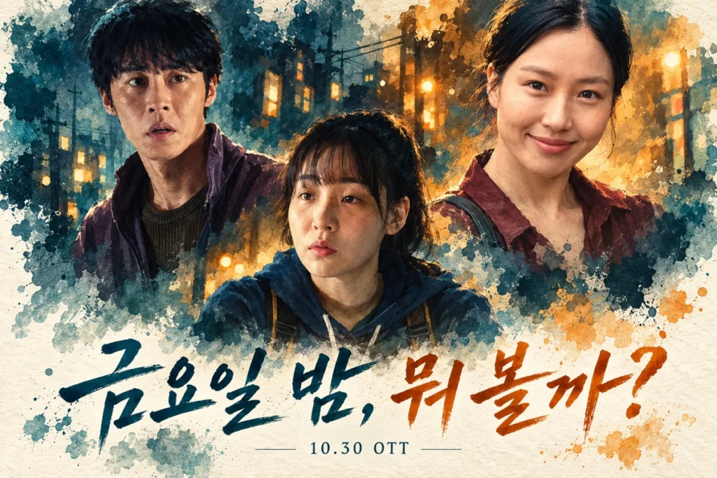 10월 30일 OTT 신작 뭐 볼까? 꿀알바·라이어·녹턴, 몰아보기와 주간 공개 비교 · 설명용 일러스트