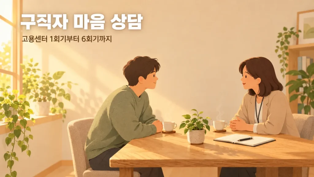 심리안정지원 프로그램, 구직 스트레스 덜어주는 고용센터 무료 상담 총정리의 핵심 내용을 보여주는 가로형 대표 이미지