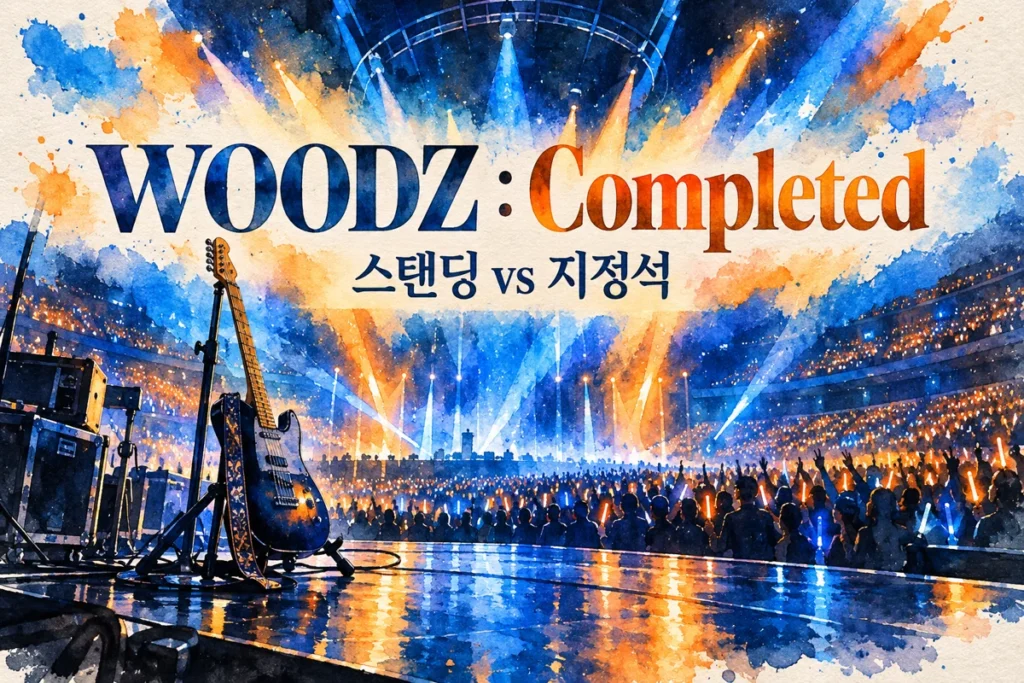 우즈 KSPO DOME 내일 개막, 스탠딩 R과 지정석 R 같은 가격인데 무엇이 다를까? · 설명용 일러스트